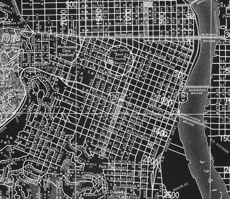 MAP Of PORTLAND Vintage Portland Oregon USA Portland City Etsy Il 794xN.1533208394 L9ji