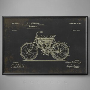 MOTORCYCLE PATENT PRINT, Harley Davidson - Vintage Rustic - Document Patent, Husband Gift, Boyfriend Gift, Teenager Gift, Dad Gift, Auto Art