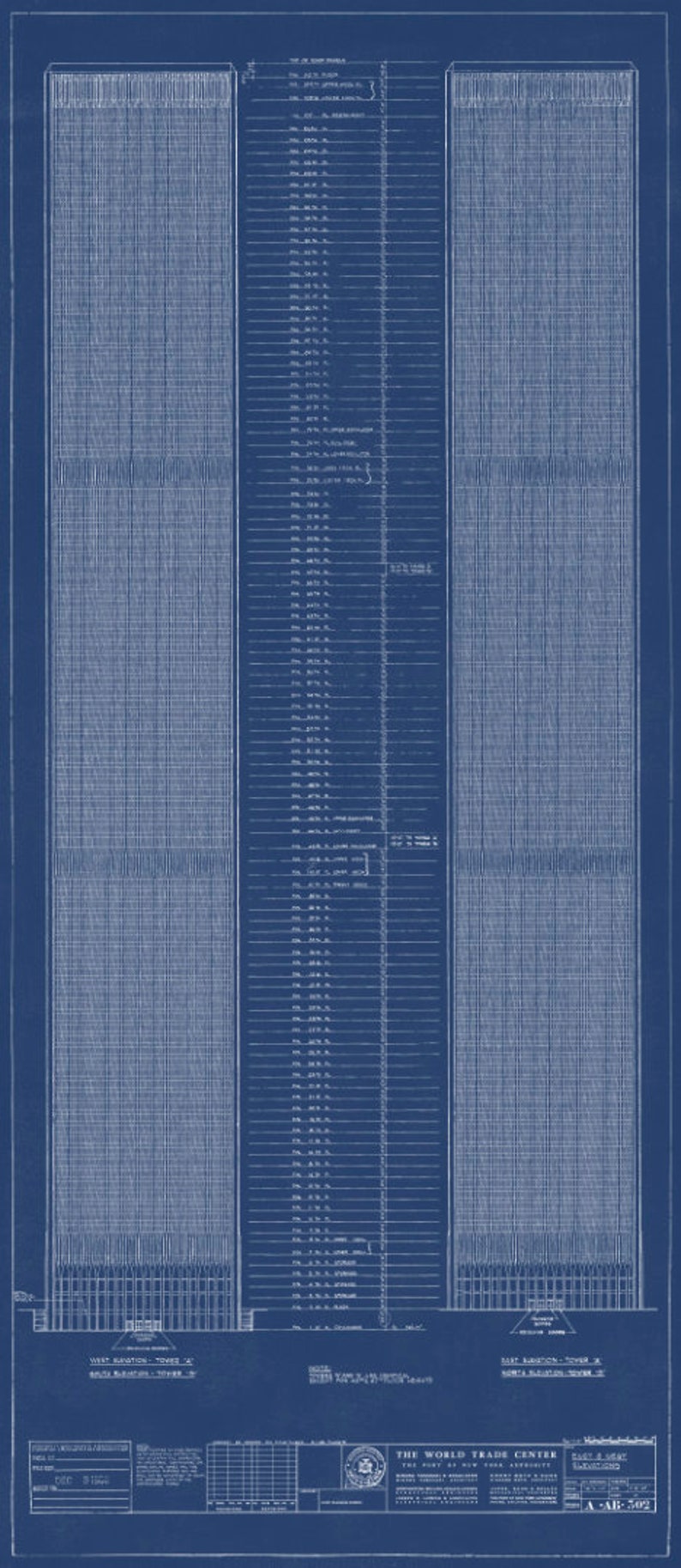 WORLD TRADE CENTER Blueprints: Vintage Architecture wtc Plans nyc architecture World Trade Center Master Plans, Architecture Blueprint image 3