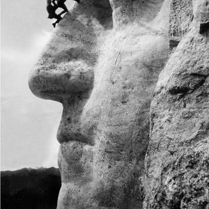 George Washington Art : Mount Rushmore Print Gutzon Borglum Mount Rushmore Repair 1932 Americana Art Presidential Art American Art image 5