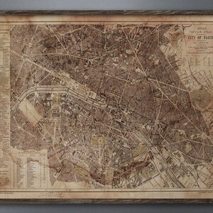 LETTS MAP of Paris, Retro City Map, Old Map of Paris, Vintage Style Paris Map, Rustic Map of Paris, Shabby Chic Paris, French Decor, Paris