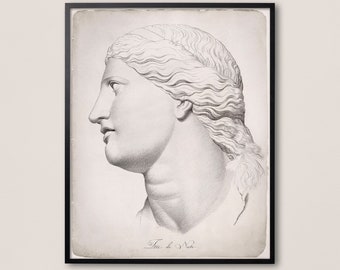 CLASSIC GREEK SCULPTURE Engraving #1, 18th C. Greek Print, Statue Illustration, Italian Art, Greek Decor, Statue Print