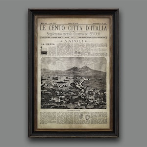 Vintage Napoli Newspaper Print, 1887 Italian Cover Art