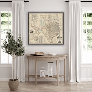 Texas Map | Vintage Map of Texas | Lone Star State | Vintage Wall Print | Home Decor | Old Texas Map | Circa 1800s | Big Texas Map