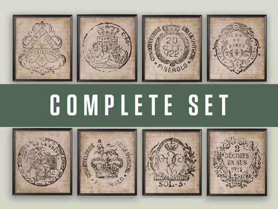 18th Century Heraldry Art Prints: European Document Seal Set of 8