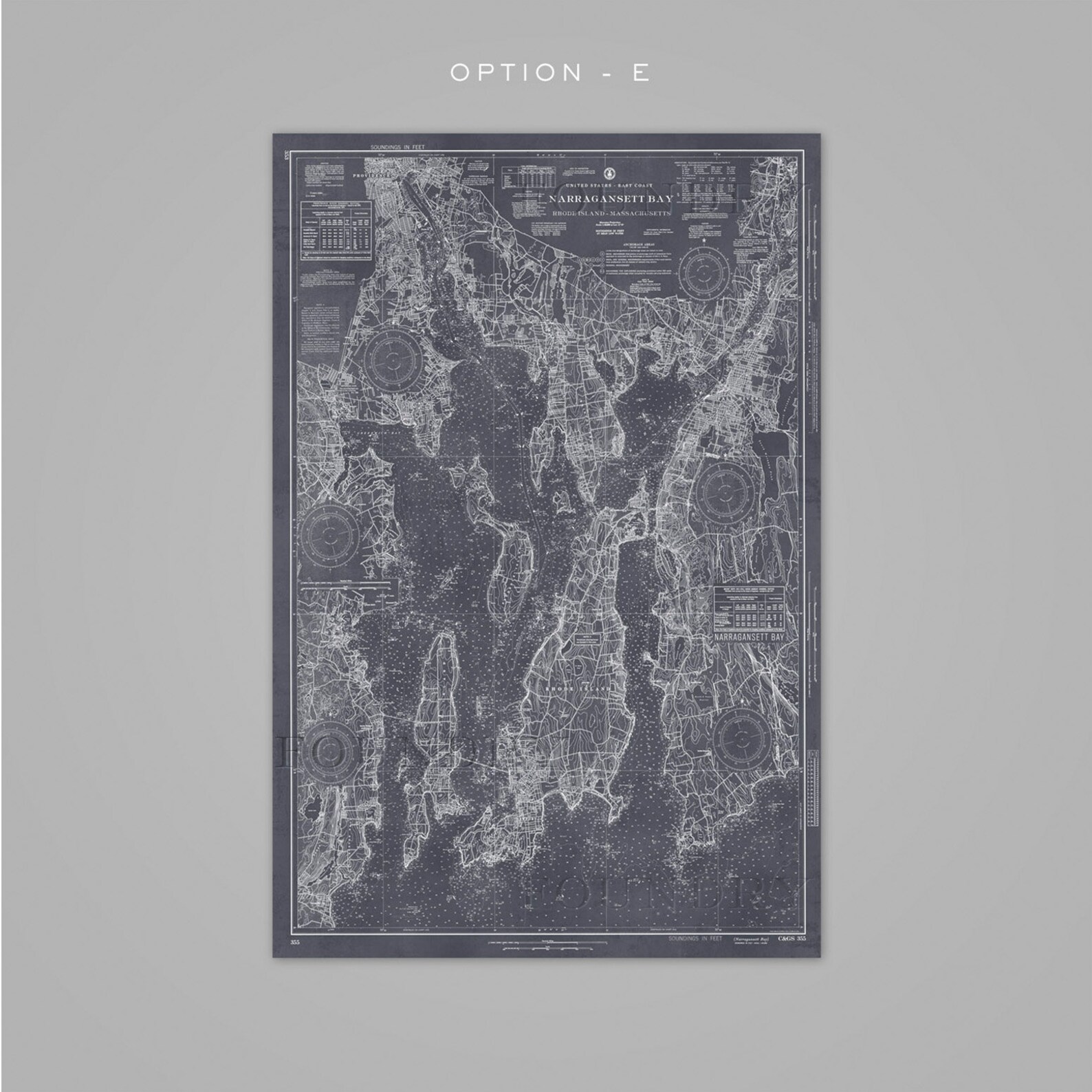Narragansett Bay Map Nautical Chart of Narragansett Bay Etsy
