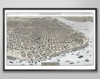 Vintage 1912 San Francisco Map Art Print, Golden Gate, Bay Area
