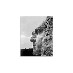 George Washington Art : Mount Rushmore Print Gutzon Borglum Mount Rushmore Repair 1932 Americana Art Presidential Art American Art image 2