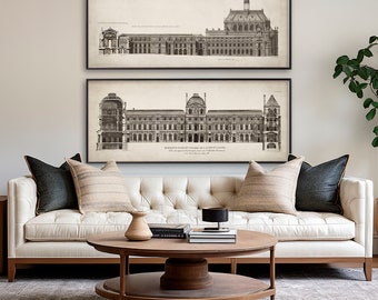 Louvre & Versailles Elevation Print Set: Vintage French Architecture