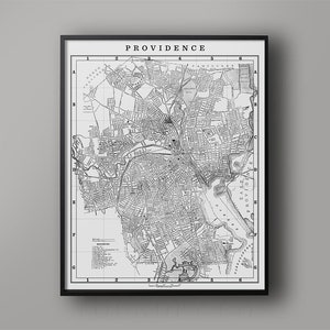 MAP of PROVIDENCE: Vintage Providence Rhode Island USA - Providence City Map -  Old Providence - City Map of Providence - Providence Map Art
