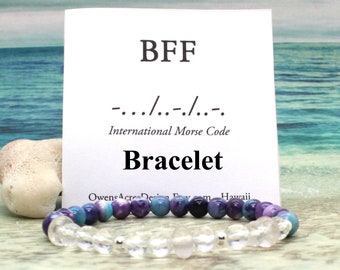 BFF Morse Code Gemstone Ladies Bracelet / Morse Code Bracelet / Gift for Best Friends / BFF Gift / BFF Bracelet / Friendship Bracelet