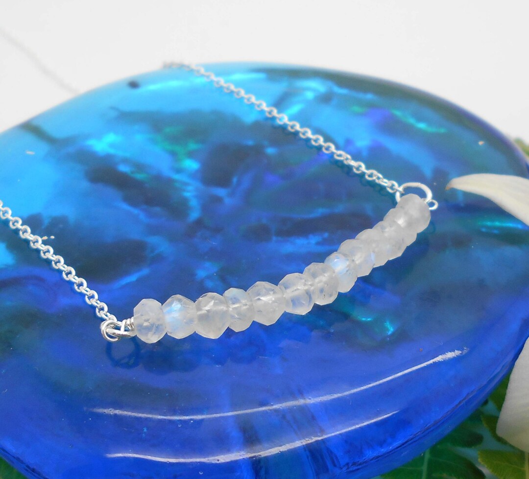 Moonstone Necklace Moonstone Bar and Silver Necklace Good Etsy