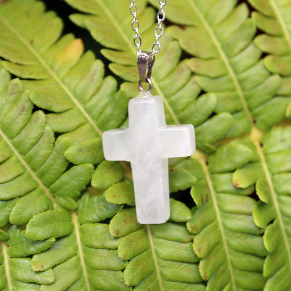 Cross Pendant / Cross Necklace / ROSE QUARTZ / Stone Cross Necklace / Gemstone Cross / First Communion Gift / Easter Gift