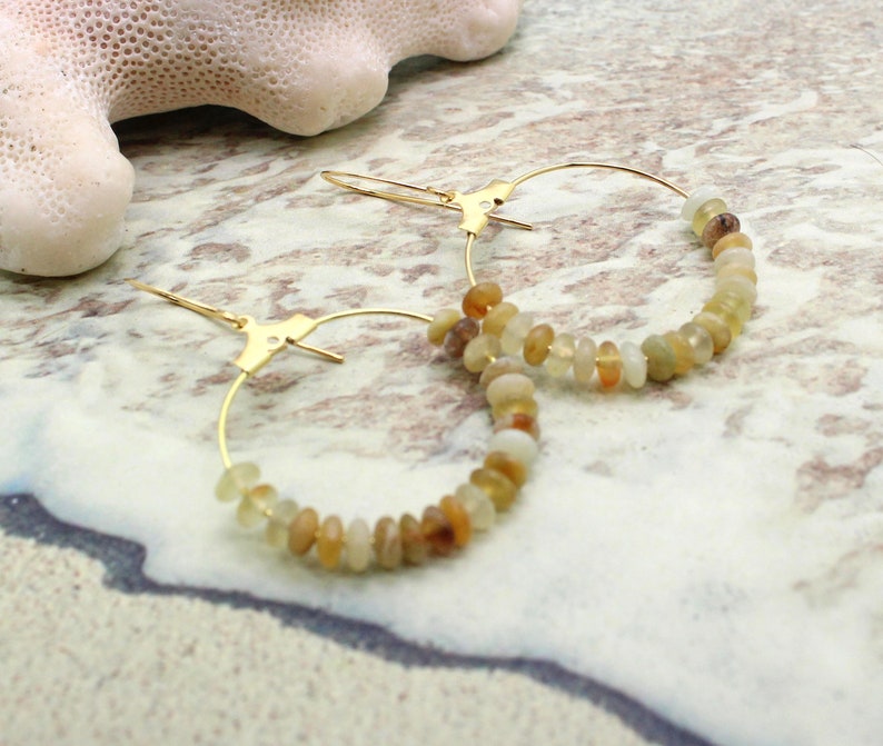 HONEY AGATE Hoop Earrings / Gemstone Earrings / Chakra Earrings / Gold Hoop Earrings / Solar Chakra / Abundance / Healing Crystals image 5