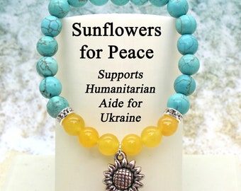 Ukraine / 20 dollars goes to Humanitarian Aid / Sunflower Bracelet / Support Ukraine / Peace for Ukraine / Ukraine / Ukraine Flag