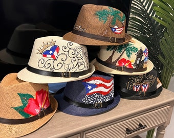 Hand painted fedora customized puerto rico and more by Izis la Enfermera