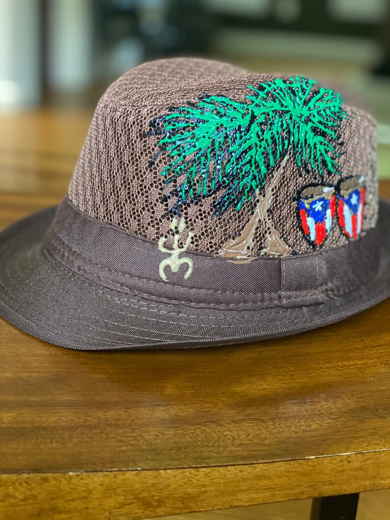 Hand Painted Fedora Customized Puerto Rico and More by Izis La - Etsy