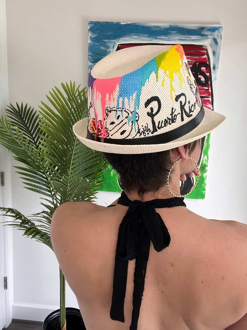 Hand Painted Fedora Paint Drip Puerto Rico by Izis La - Etsy