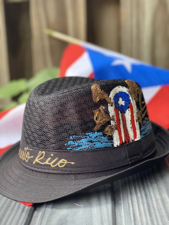 Fedora Puerto Rico Door Hat Black Hand 