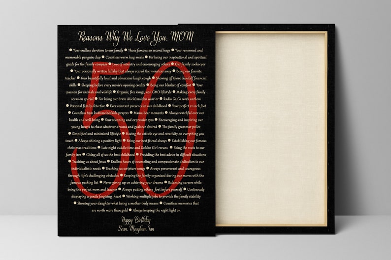 Personalized 50th birthday gift for mom, 50 reasons I love you mom, 60 reasons why we love you, 60th, 70th, 80th, 90th Mom birthday gift image 4