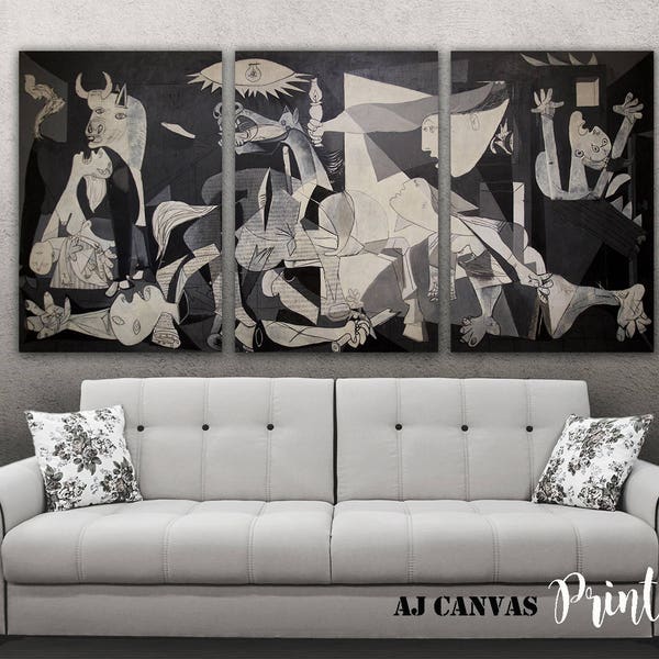 Guernica By Pablo Picasso Canvas Reproduction 3 panneaux Home Decor Giclee Artwork gallery wrapped photo fine art reproduction wall art décor