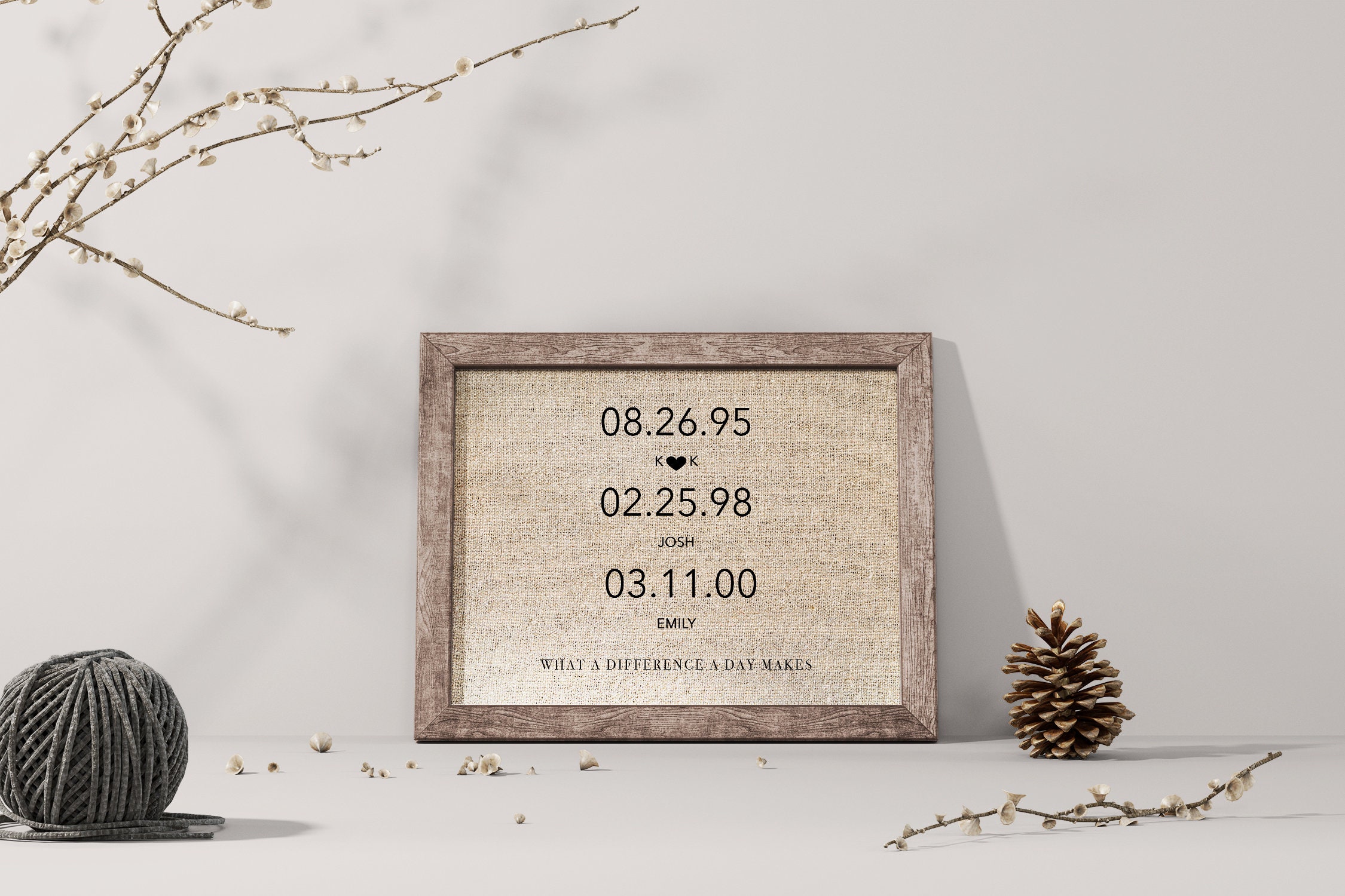 Personalized What A Difference A Day Makes Burlap Print Etsy