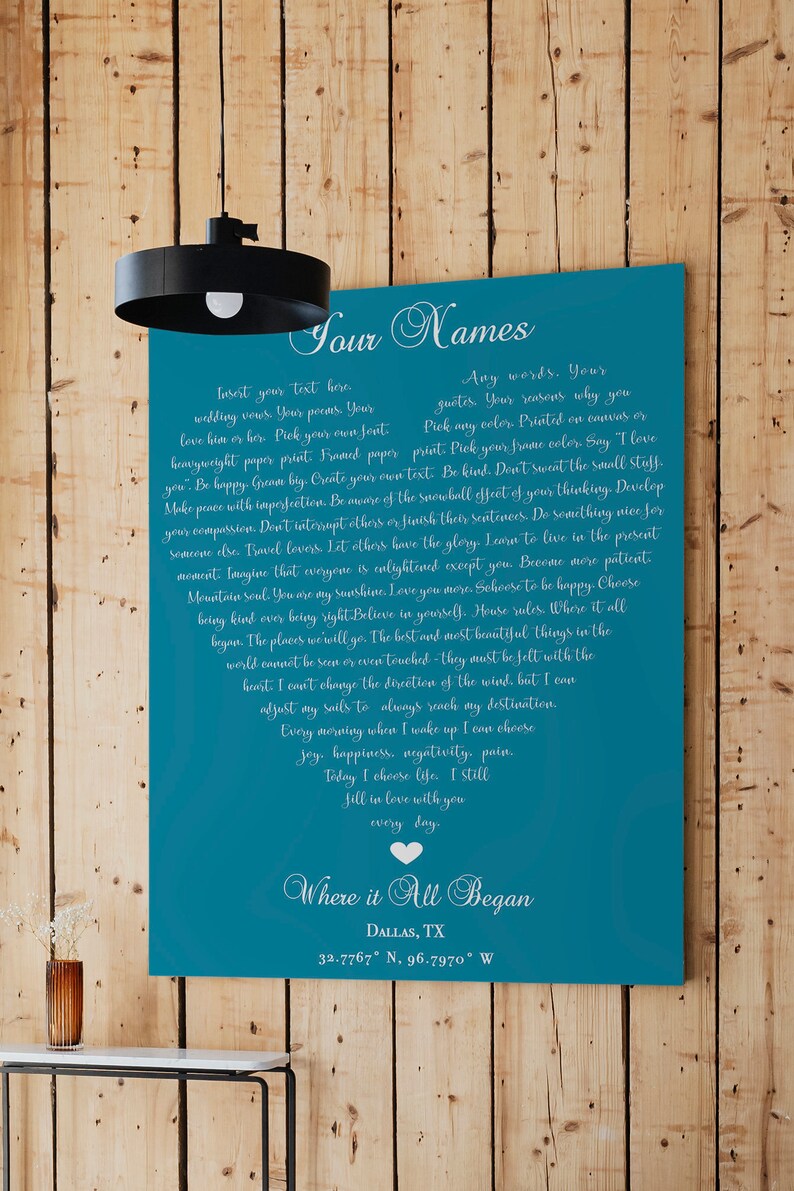 Valentines day gift for boyfriend Framed wedding song lyric Etsy