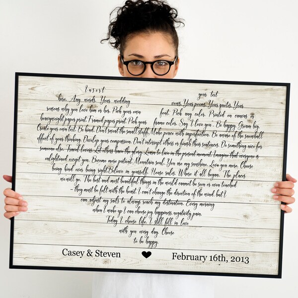 Personalized Lyrics Framed Art Etsy