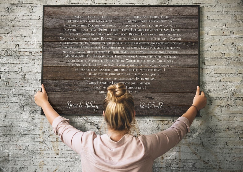 Personalized song lyric wall art, custom wood signs, music gift for him, farmhouse signs, sentimental gifts for husband, first anniversary image 1