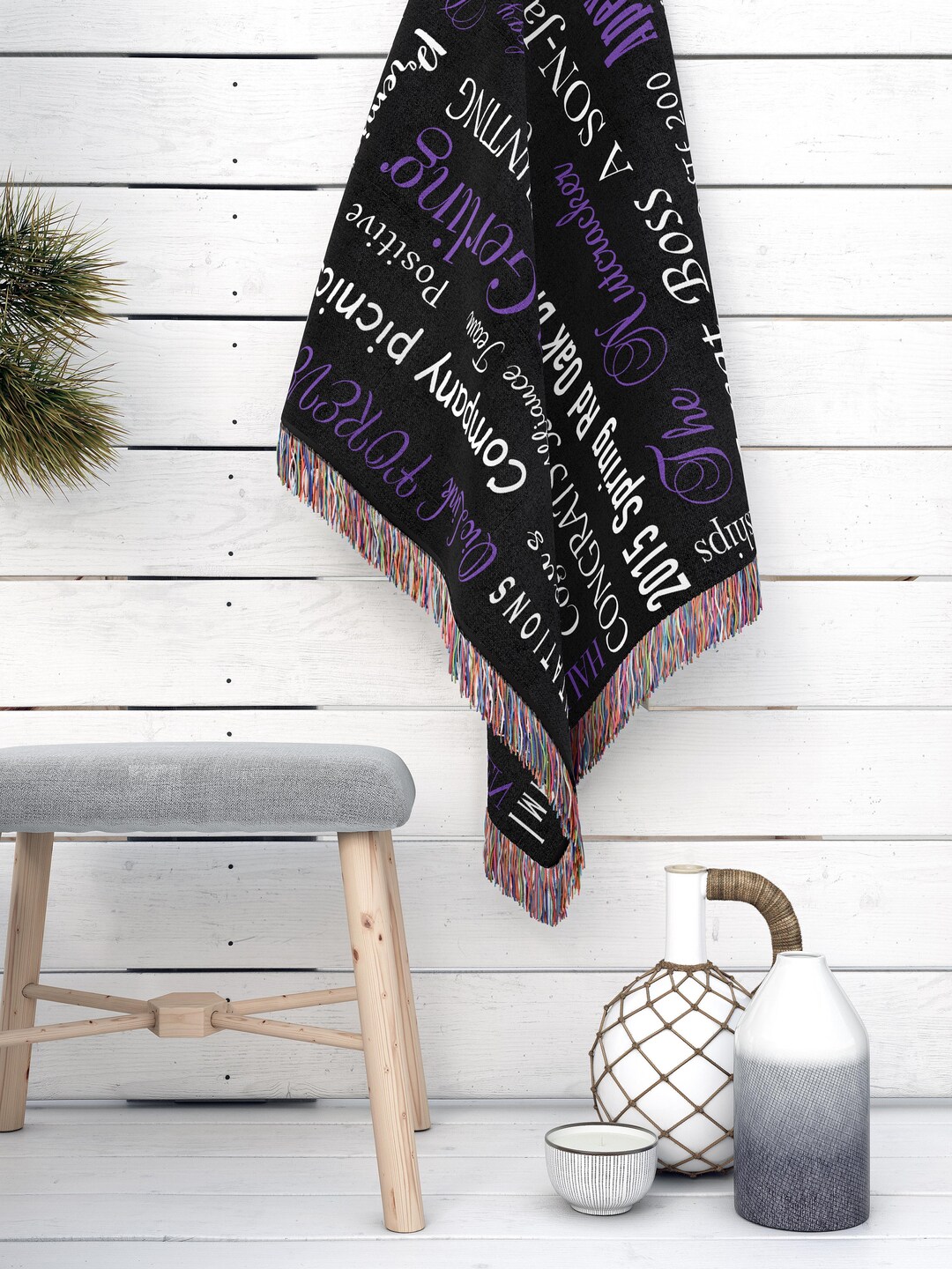 Personalized Word Art Blanket Custom Word Art Collage Woven Etsy