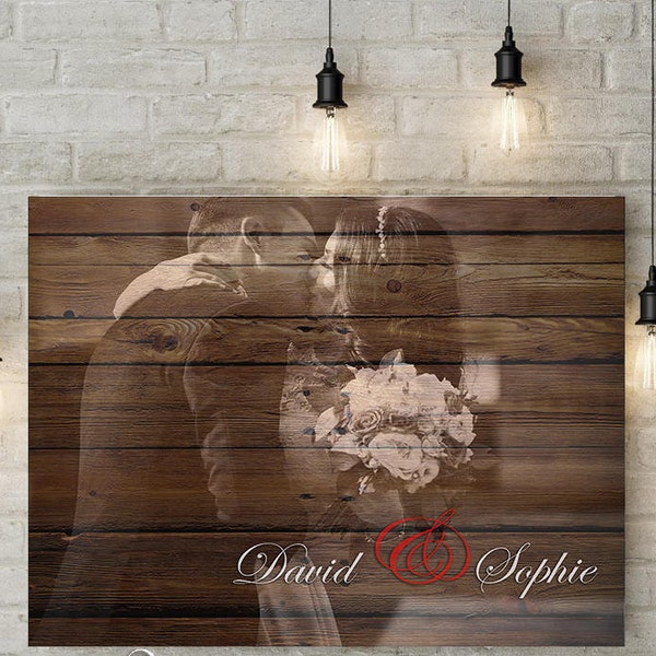 Wood Effect Canvas Art Print, Gift Idea, Anniversary Canvas Gift, Your Photo on Wood Effect Canvas Art, Wedding Picture gift, Wall Art Print