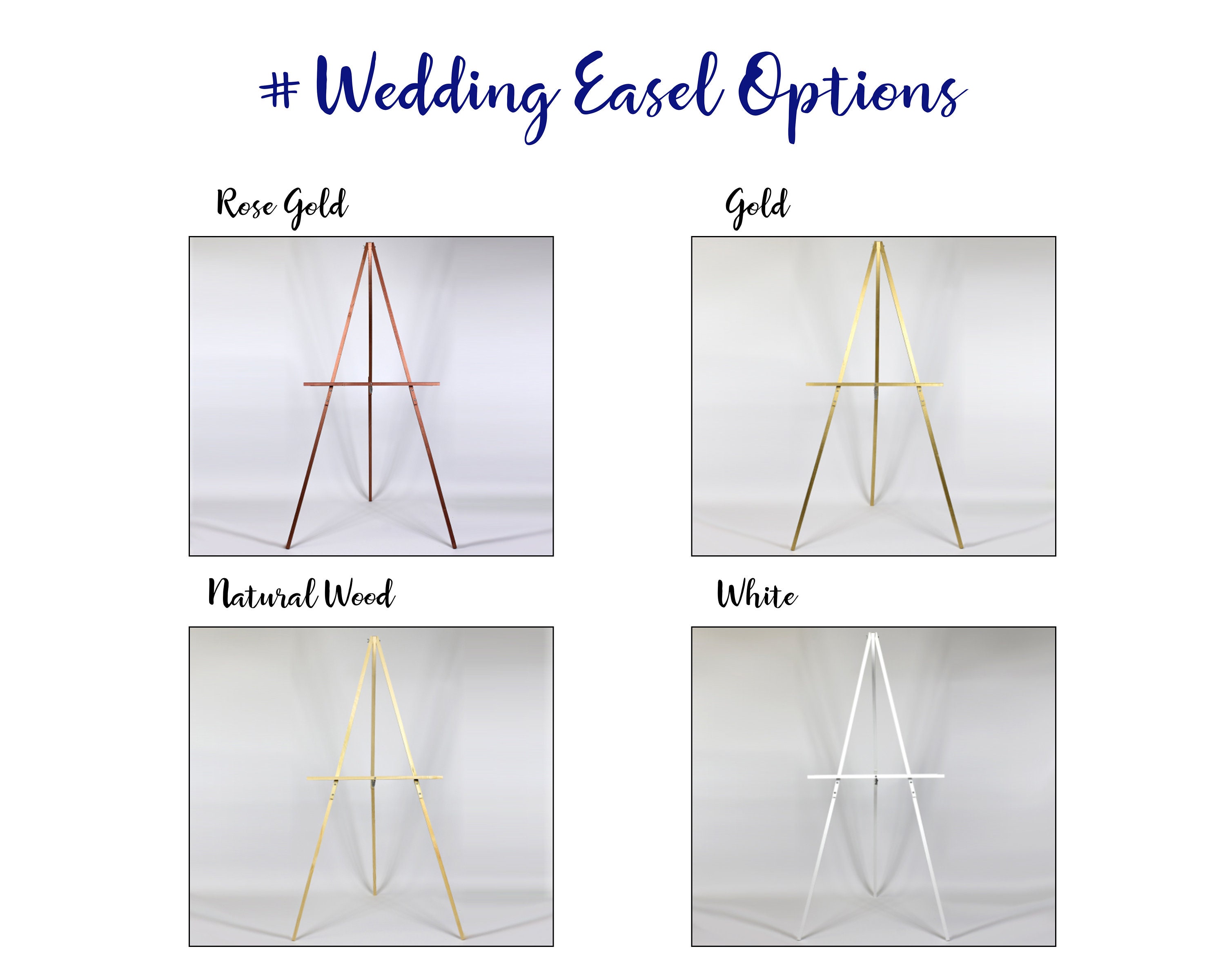 Easel Stand for Wedding Sign > Gold Floor Easel, Painted Metallic Gold Wood  Easel Stand