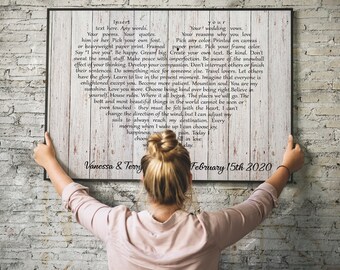 Custom Wedding Gift For Couple, Framed Song Lyrics Newlywed Gift, Rustic Wedding Anniversary Gift For Him, Framed Wedding Lyrics Wall Art