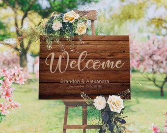 Custom Rustic Wedding Welcome Sign, Rustic Wooden Wedding Sign, Wood Wedding Sign Personalized, Wedding Welcome Sign, Rustic Wedding Decor