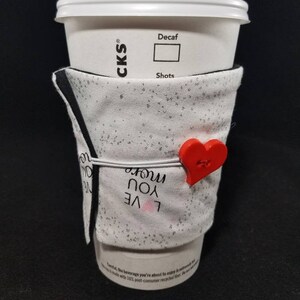 Love You Glitter Coffee Cup Sleeve, Glitter Coffee Cup, Glitter Reusable Cup Sleeve, Reusable Coffee Cup Warmer, Insulated Coffee Holder image 1