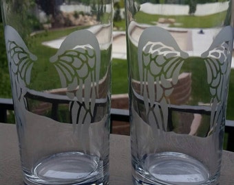 Angel Wing Etched Glass, Angel Wing Cup, Angel Wings, Personalized Glass, Etched Cup, Cocktail Glass, Personalized Etched Glass, Angel Wings