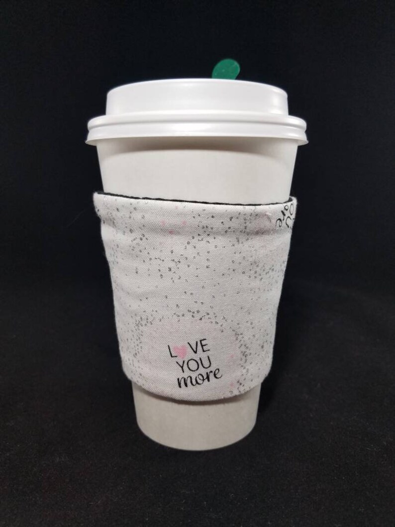 Love You Glitter Coffee Cup Sleeve, Glitter Coffee Cup, Glitter Reusable Cup Sleeve, Reusable Coffee Cup Warmer, Insulated Coffee Holder image 5