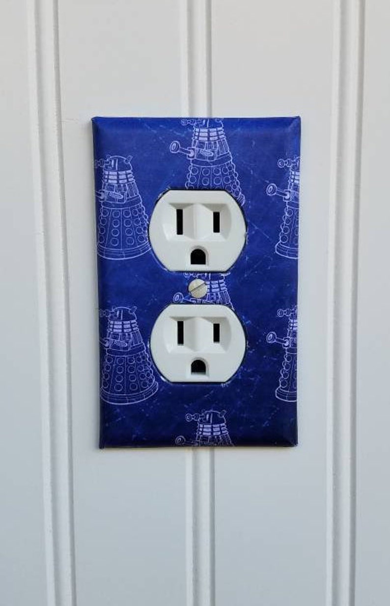 Dr Who Dalek Light Switch Cover, Dr Who TARDIS Light Switch Cover, NerdNeeds Light Switch Cover, Whovian Home Decor, Doctor Who Home Decor image 3