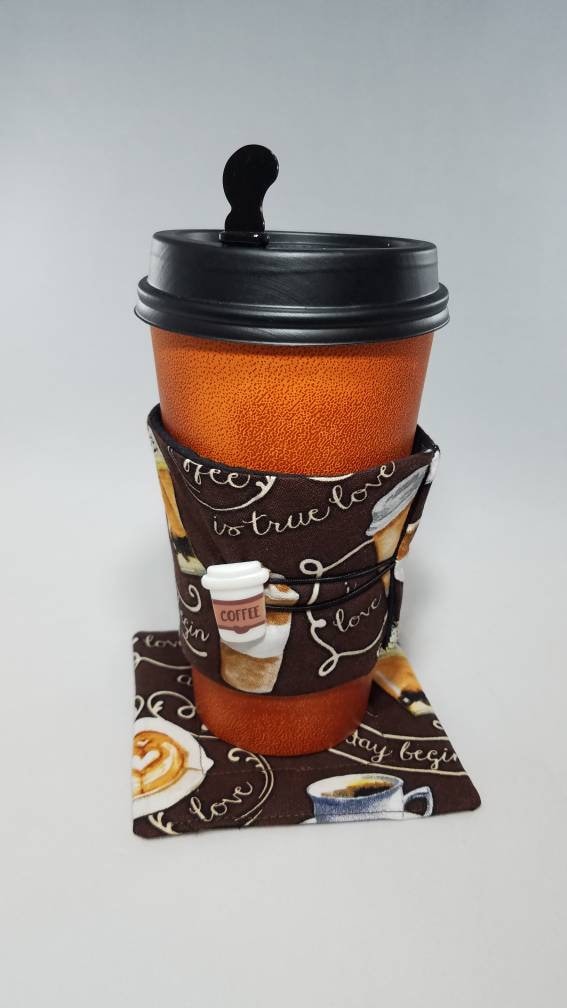 I Latte My Coffee Cup Sleeve and Fabric Coaster Coffee Cup, Reusable Cup  Sleeve, Disposable Coffee Cup Warmer, Insulated Coffee Holder 