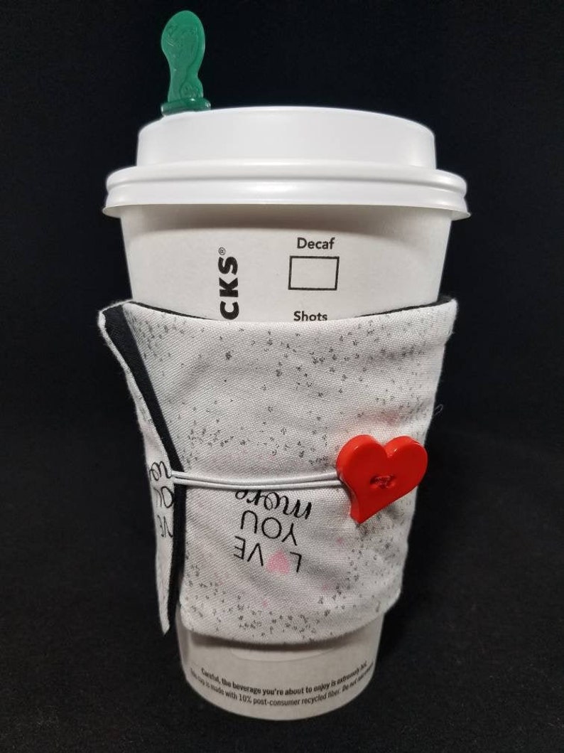 Love You Glitter Coffee Cup Sleeve, Glitter Coffee Cup, Glitter Reusable Cup Sleeve, Reusable Coffee Cup Warmer, Insulated Coffee Holder image 1