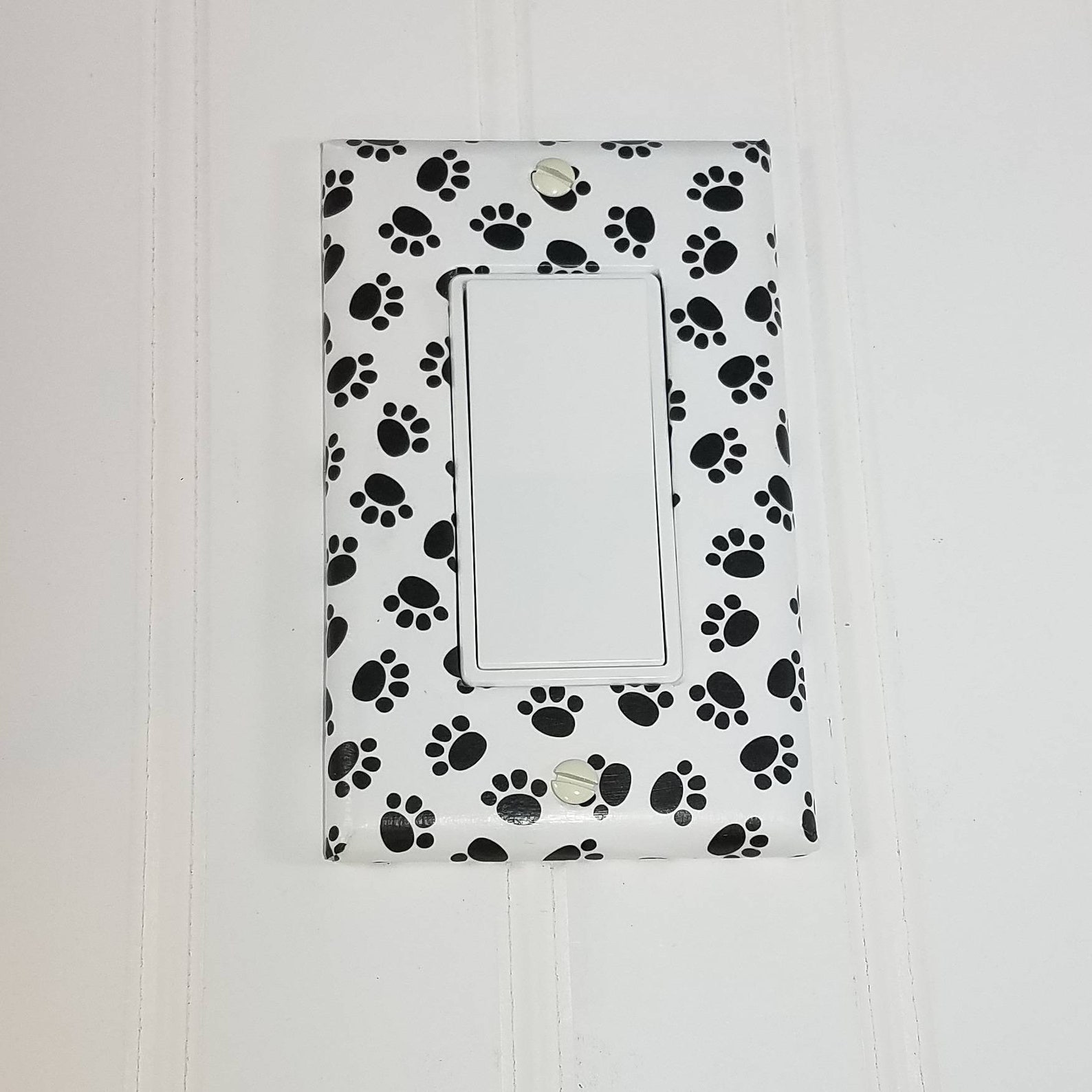 Dog Paw Switchplate Dog Light Switch Cover Black and White Etsy
