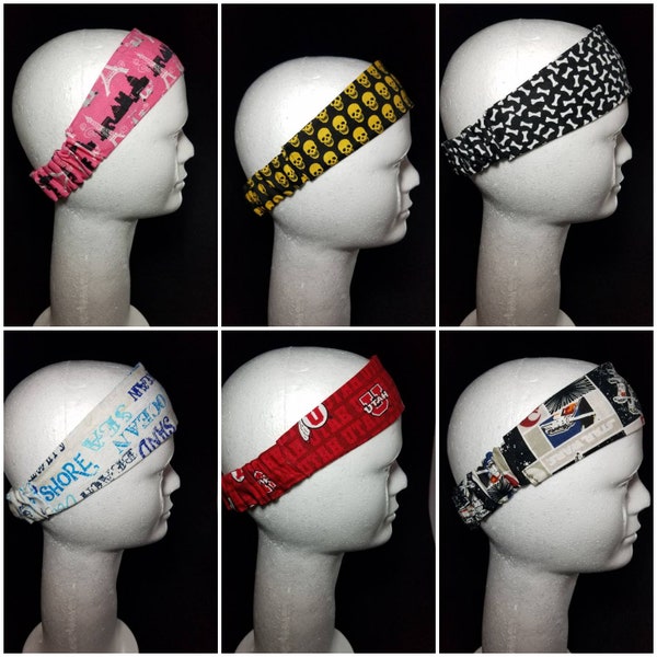 Women's Hair Headband, Elastic Cotton Headband, Hair Piece, Hair Accessories, Denver Broncos, Pink Butterfly, Emojis, Comic Book, VSCO Girl