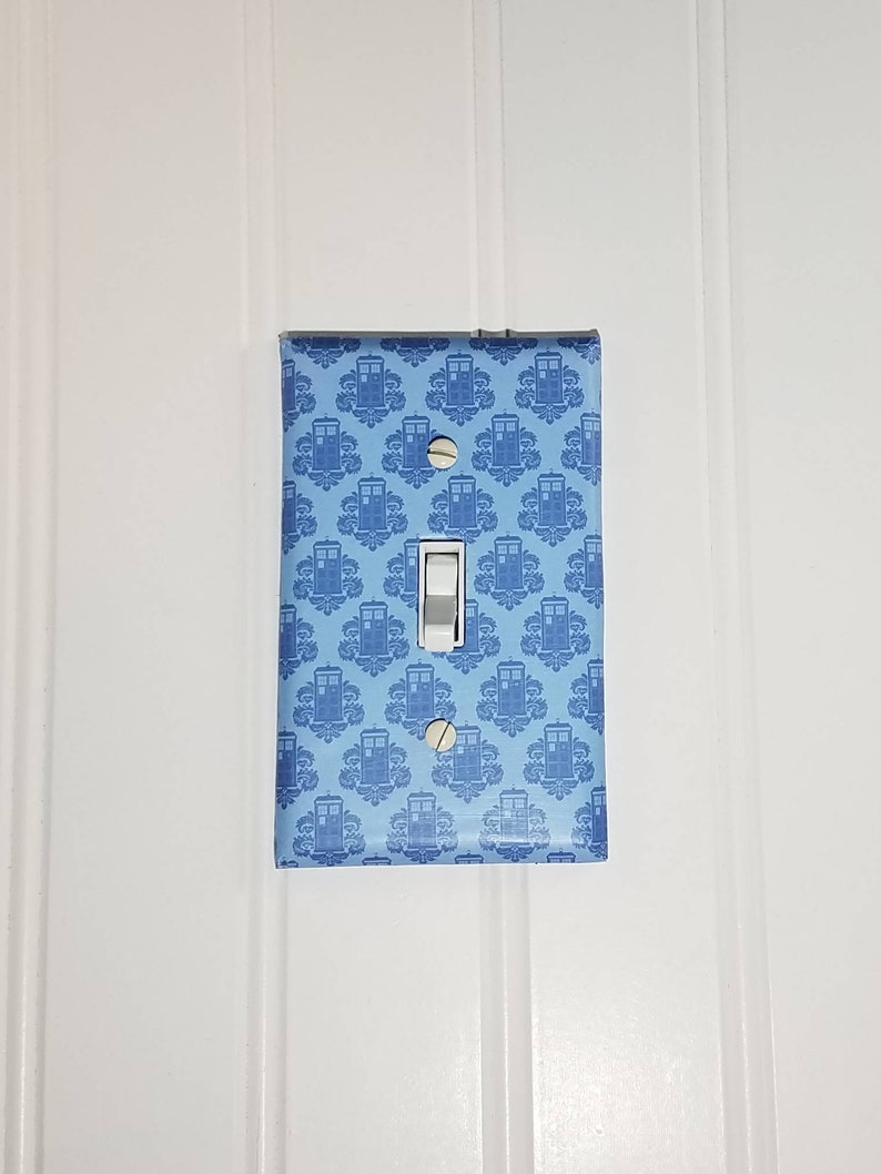 Dr Who Dalek Light Switch Cover, Dr Who TARDIS Light Switch Cover, NerdNeeds Light Switch Cover, Whovian Home Decor, Doctor Who Home Decor image 1