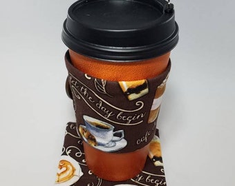 I Latte My Coffee Cup Sleeve and Fabric Coaster Coffee Cup, Reusable Cup Sleeve, Disposable Coffee Cup Warmer, Insulated Coffee Holder