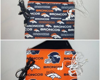 Denver Broncos Make-Up Zippered Pouch, NFL Tablet and iPad Case, Padded iPad and Tablet Case, Sport Themed Make-Up Bag, Broncos Girl Bag,