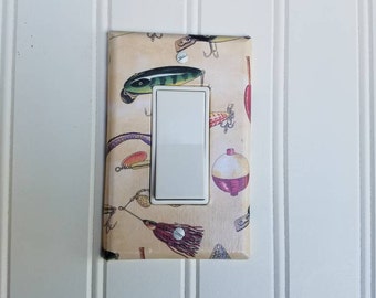 Fishing Lure Switchplate Covers, Fishing Light Switch Cover, Fly Fishing, Man Cave Decor, Fishing Decor, Fishing Gift, Mancave, Gift for Him