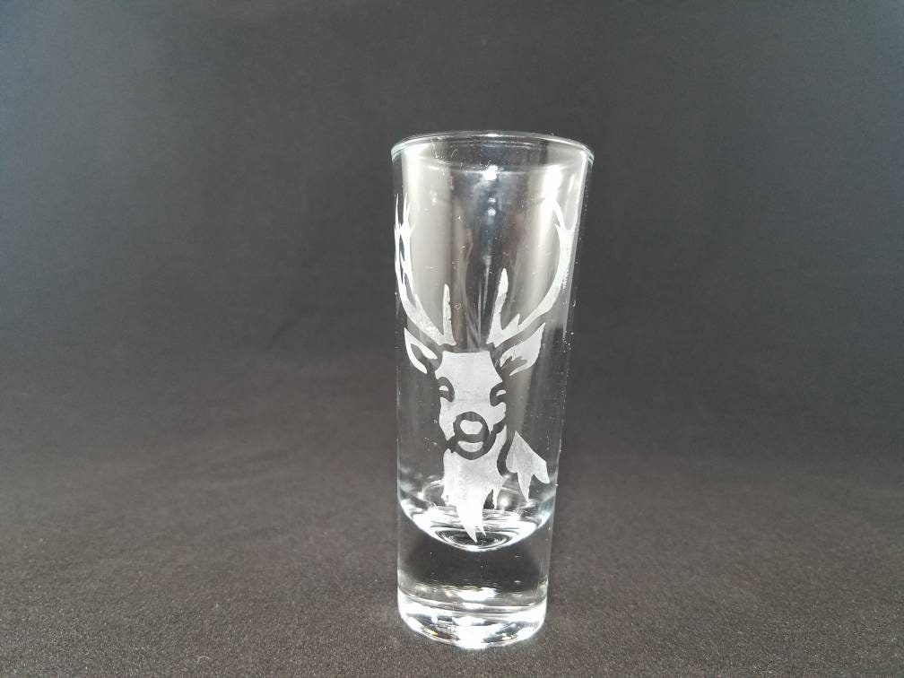 Deer Etched Shot Glass Hunting Shot Glass Mancave Glasses Etsy