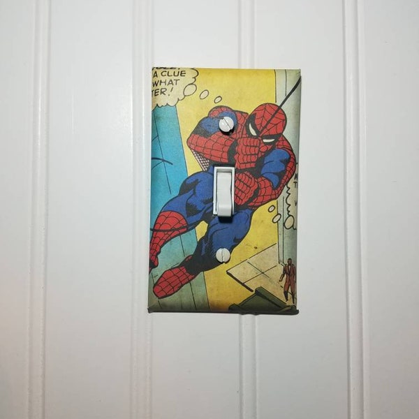 Spiderman Light Switch Cover, Marvel Decor, Custom Switchplate, Amazing Spider-Man, Comic Book Decor, Spiderman Decor, Spiderman Switchplate