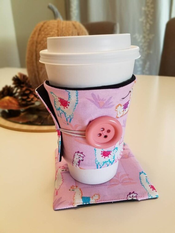 Download Llama Coffee Cup Sleeve And Fabric Coaster Set Reusable Cup Etsy