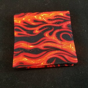 Flames Fabric 4 Inch Coaster, Fabric Flame Drink Coaster, 4 Man Cave Drink Coaster, Flames Coffee Coaster, Flames Beer Coaster, Car Guy image 5